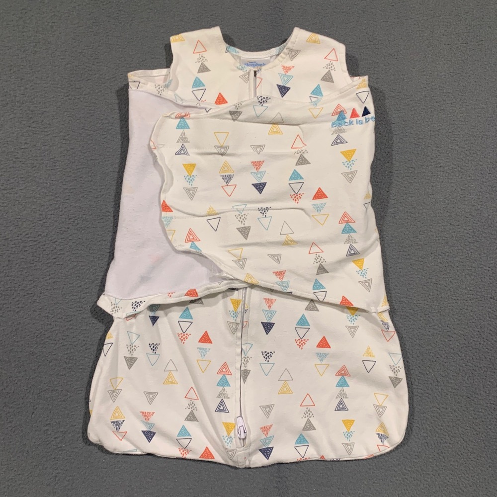 HALO SleepSack Swaddle Newborn 0-3M White Triangle Print Cotton Wearable Blanket